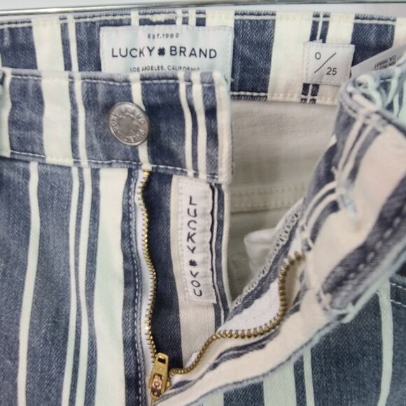 Lucky Brand Bridgette Mini Boot Blue White Striped Jeans Pants 25 - Picture 6 of 7